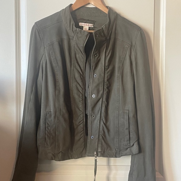 Peyton Jensen Army Green Knit Moto Jacket - Picture 4 of 9